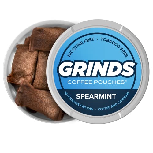 Grinds Coffee Pouches 6 Cans of Spearmint Tobacco Free, Nicotine