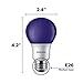 Philips LED 463208 A19 Party Bulbs: 8-Watt (60-Watt Equivalent), E26 Medium Screw Base, Purple Light, 6-Pack