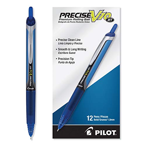 Pilot Precise V10 RT Refillable & Retractable Rolling Ball Pens, Bold Point, Bl…