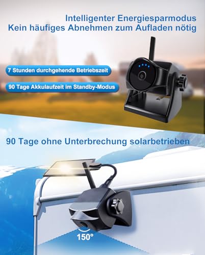 1080P Magnetic Wireless Reversing Camera, WiFi Reversing Camera with Long Lasting Battery, 90 Days Standby, Night Vision, IP69K, Easy Installation for Trucks, Trailers, Compatible with Phone, Pad