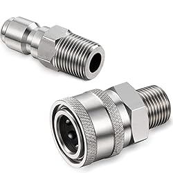 Hotop 2 Sets NPT 3/8 Inch Stainless Steel Male and