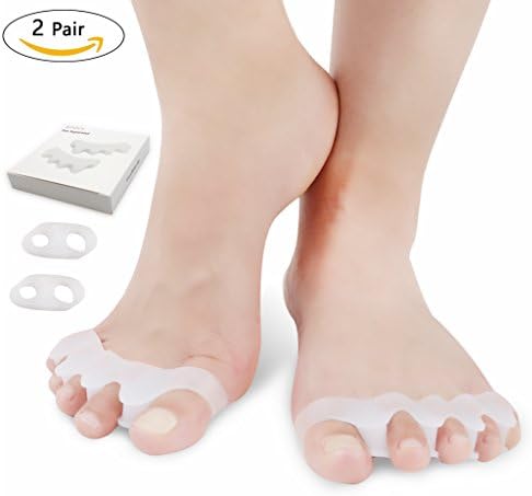 Toe Separators, Medical-Grade Toe Spacers Rubber Toe Stretchers Used for Sports Activities, Yoga Practice &amp; Running for Men and Women Bunion Pain Relief Toe Straightener Achilles Stretcher (2 pair)