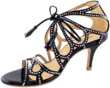 Artisan Brand Women's Sandals, Handmade, Custom, Designer Heels, High Heels, Wedding Heels, Bridal Heels Rhinestone-13 - Black-GP21- 8 M US