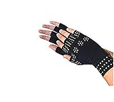 Arthritis Compression Gloves With Magnets Magnetic Therapy Gloves Semi Fingerless (Black)