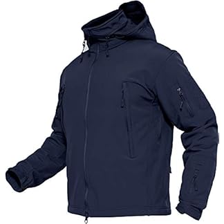 TACVASEN Mens Waterproof Softshell Fleece Jacket with Foldaway Hood