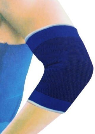 J U ENTERPRISE One Pair of Elastic Elbow Support Gaurd Pain Relief for Gym and Physical Activities (Free Size, Blue)