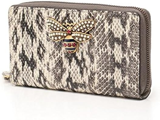 Amazon グッチ Gucci クイーン マーガレット スネークレザー ジップアラウンドウォレット ラウンドファスナー長財布 パイソン アイボリー 黒 グレー 中古 財布