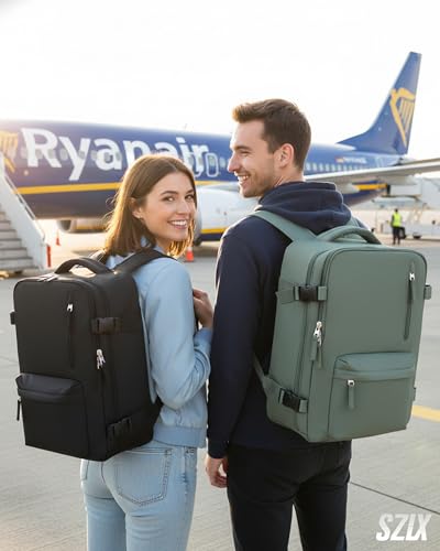 SZLX Vacuum Backpack with Pump Carry-on Luggage 40x30x20 Ryanair Vueling Wizzair Easyjet Backpack Travel Cabin Airplane 40x20x25 Ryanair Women Waterproof Carrying Backpack for Laptop Computer