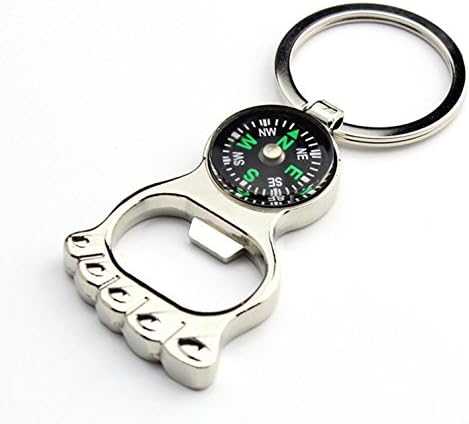 1 Pack Multi-function Feet Hiking Metal Mini Compass Foot Bottle Opener Keychain Key Rings Chain Wrist Holder Strap Excellently Popular Beer Openers Corkscrew Catcher Vintage Utility Pocket Tool Gift