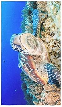 Custom Tropical Green Sea Turtle Hand Towel Bath Towels For Home Outdoor Travel Use 16" x 28" Inche