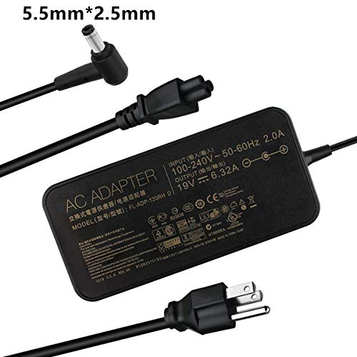 Slim 120W 19V 6.32A 5.5mm2.5mm Charger Laptop Power Adapter for ASUS VivoBook Pro Asus PA-1121-28/A15-120P1A/ADP-120RH B/ASUS ROG GL502VT/GL502V/GL502/GL502VT-DS71 by ETTECH
