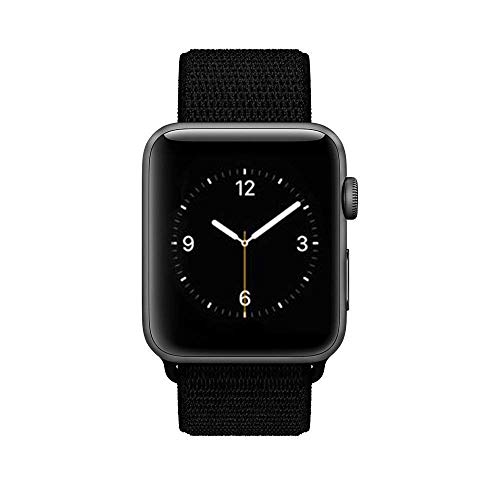 iSmarten Compatible for Apple Watch Band 38mm 42mm, Soft Nylon Sport Loop, with Hook and Loop Fastener Replacement Band Compatible for iWatch Series 1/2/3(Dark Black) (42 mm)
