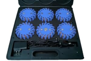 CISUNG RPF16LLM6 6EA 9-Functions Case Rechargeable Portable 16 LED Power Flare Power-Markers Roadside Emergency Magnetic - Bl