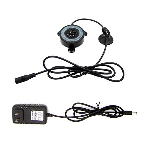 NICREW Multi-Colored LED Aquarium Air Stone Disk, Round Fish Tank Bubbler with Auto Color Changing LEDs