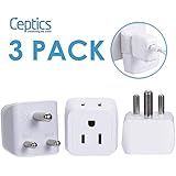 India, Nepal, Pakistan Travel Adapter Plug by Ceptics - Type D (3 Pack) - Ultra Compact - Dual USA Input - Safe Grounded Perfect for Cell Phones, Laptops, Camera Chargers and More (CT-10)