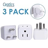 India, Nepal, Pakistan Travel Adapter Plug by Ceptics - Type D (3 Pack) - Ultra Compact - Dual USA Input - Safe Grounded Perfect for Cell Phones, Laptops, Camera Chargers and More (CT-10)