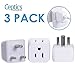 India, Nepal, Pakistan Travel Adapter Plug by Ceptics - Type D (3 Pack) - Ultra Compact - Dual USA Input - Safe Grounded Perfect for Cell Phones, Laptops, Camera Chargers and More (CT-10) primary