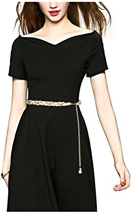 Daycindy Boho Braided Pearl Metal Waist Chain Body Jewelry for Women