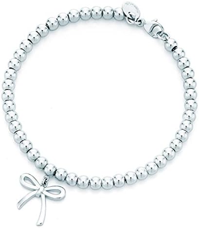 SILVERSHOP sterling silver bow small bead bracelet