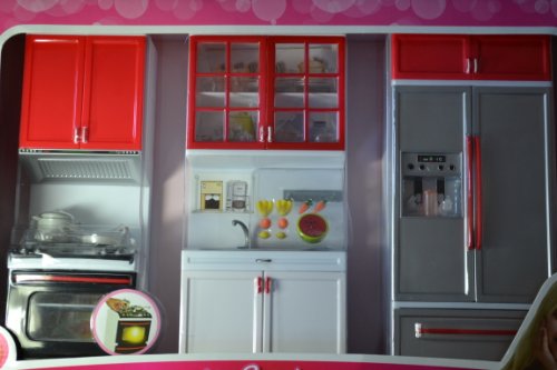Barbie Sized Dollhouse Furniture- Modern Comfort Kitchen Refrigerator Sink Stove
