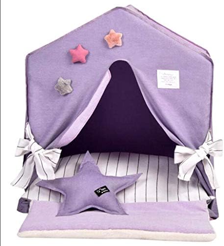 帅帅ペット用品 中小犬室内犬のハウスフォーシーズンズユニバーサル ペットハウス 取り外し可能な洗えるペット巣猫ハウス カーキパープル 色 B