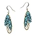 Eternal Tree of Life Simulated Turquoise Stone Branch Brass Dangle Earrings