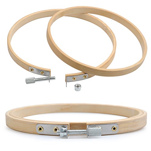 WOWOSS 12 Pieces 4 Inch Embroidery Hoops Set Adjustable Bamboo Circle Cross Stitch Hoop Ring for Embroidery and Cross Stitch Art Craft Handy Sewing