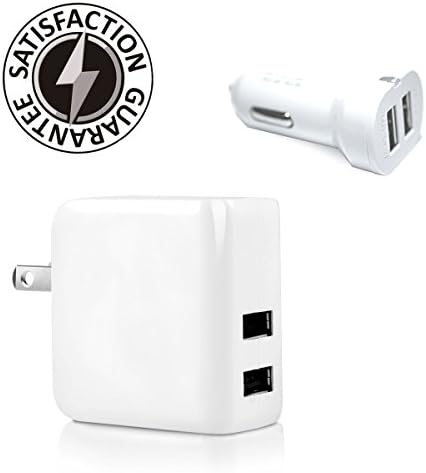 Vector Cables Intelligent Super Charger 15W Dual Port USB Wall Charger &amp; Car Charger 5V/3.1A High Speed AC Power Adapter Home &amp; Travel Charger with Folding Plug - (Combo Pack Wall &amp; Car Charger White)