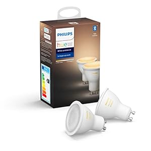 Philips Hue Spot 2-Pack – GU10 – Duurzame LED Verlichting – Warm tot Koelwit Licht – Dimbaar – Verbind met Bluetooth of…