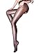 E-Laurels Women Sheer Crotchless Pantyhose Ultra Shiny High Waist Open Crotch Tights Silky Stockings 1pcs Black