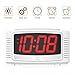 DreamSky Digital Alarm Clock with Snooze, 1.2 Inch Clear Led Digit Display with Dimmer, Simple Operate, Plug in Clock for Bedroom. (White + Red)