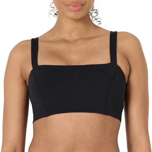 Amazon Essentials Soutien-Gorge de Sport Forme Bandeau Active FormFlex, Bretelles Réglables, Ultra Doux, Soutien Léger Femme, Noir, M