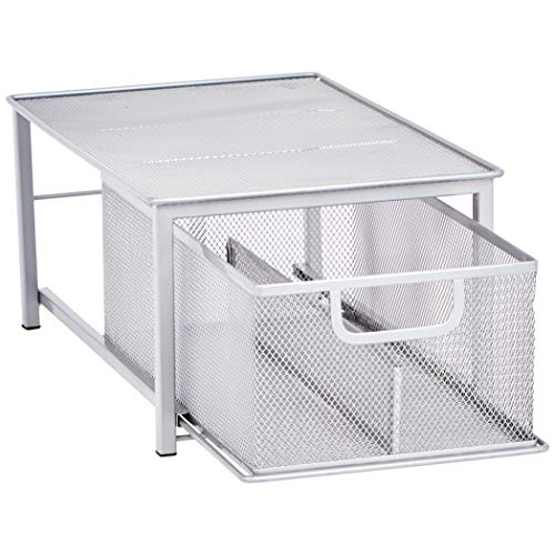 Amazon Basics Mesh Sliding Basket Drawer Storage Shelf Organizer