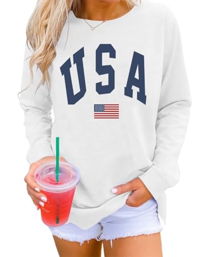 Dressmine Women USA Flag Graphic Crewneck Long