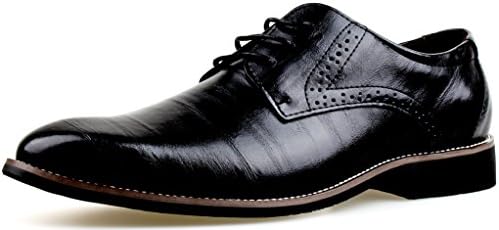 LIYZU Men's Leather Lace Up Modern Dress Oxford Shoes US Size 10.5 Black