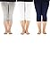 Zando Women's Lightweight 3/4 Length Soft Comfy Stretchy Plus Size Cropped Capri Leggings K 3 Pairs Navy Blue w Light Grey w White US 2X Plus-US 4X Plus (Tag Size 4XL)