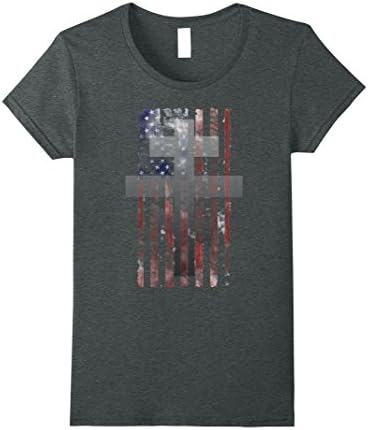 Womens Russian Orthodox USA American Patriotic Flag T-shirt XL Dark Heather