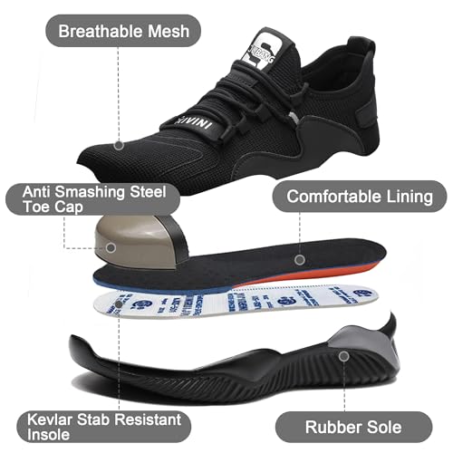 Safety Shoes for Men Women Work Shoes with Steel Toe Lightweight Safety Shoes Comfortable Safety Sneakers 36-46EU