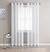 LinenZone Sheer White Curtains. Faux Linen Sheer Curtains. 2 Sheer Curtain Panels in Package. Elegant 96 Inch Curtains for Living Room, Bedroom, Kitchen, Nursery. (Karina 54 x 96, White)