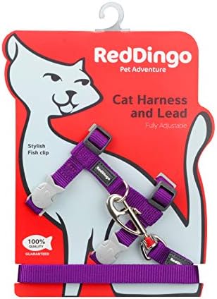 Red Dingo Classic Cat Harness and Lead Combo, Purple