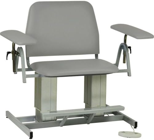 TK Manufacturing Power Seat Height Adjustable Bariatric Extra-Wide 900 Lb Capacity Blood Drawing (Phlebotomy) Chair, Seat Adjusts From 21" To 29", Fully Upholstered Chair Dove Grey