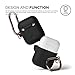 elago Silicone Case with Keychain Compatible with Apple AirPods Case 1 & 2, Front LED Visible, Supports Wireless Charging, Protective Silicone [Black]