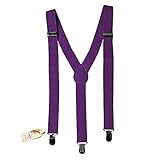 Suspenders - Solid Purple Adjustable Braces with Silver Clips by CoverYourHair