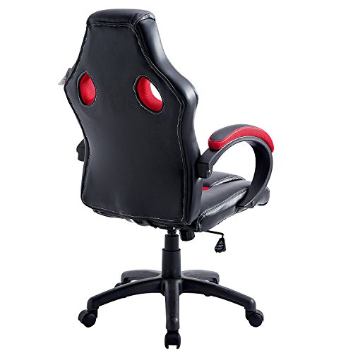 Cherry Tree Furniture Sport Racing Gaming PU Leather & Fabric Swivel Office Chair Red (Red Cherry Tree Furniture Sport Racing Gaming PU Leather & Fabric Swivel Office Chair Red (Red