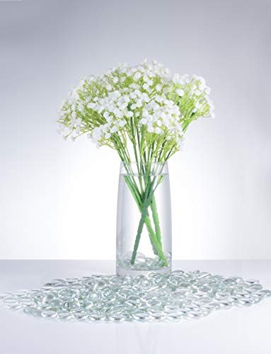 Joyclub Clear Flat Marbles, Pebbles, Glass Gems for Vase Fillers, Party Table Scatter, Wedding, Decoration, Aquarium Decor, Crystal Rocks, 1 lbs (Approx 100 pcs)
