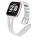 QIBOX Leather Bands Compatible with Fitbit Versa/Versa 2, Slim Vintage Leather Band Replacement Strap Women Man Wristband Accessories Compatible with Fitbit Versa 2 Smartwatch
