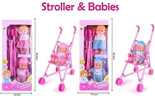 KITIKITTZ® Baby Stroller 2 Baby Doll with Push Chair Fordable Stroller for Boy and Girl
