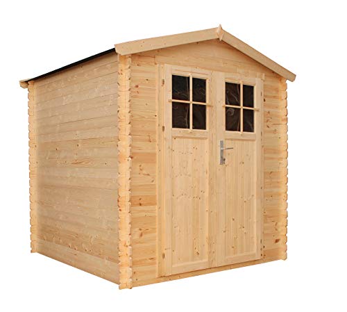 TIMBELA M343F Abri de Jardin en Bois Exterieur - Cabane de Jardin en Pin/épicéa- H218 x 200 x 200 cm, 3.53 m²