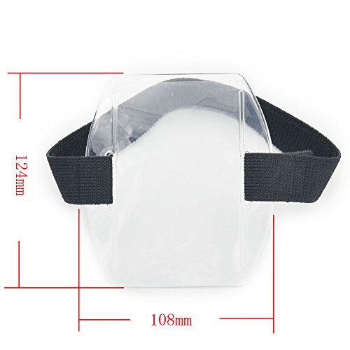 5 Pcs Vertical Armband ID Name Card Photo Badge Holder + Elastic Strap Arm Band Black