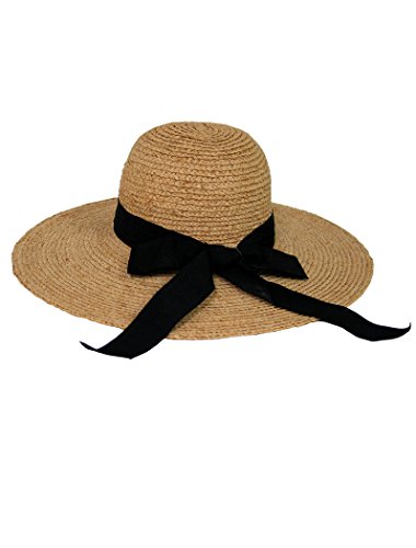 HBY Miami Raffia Bow Wide Brim Hat 